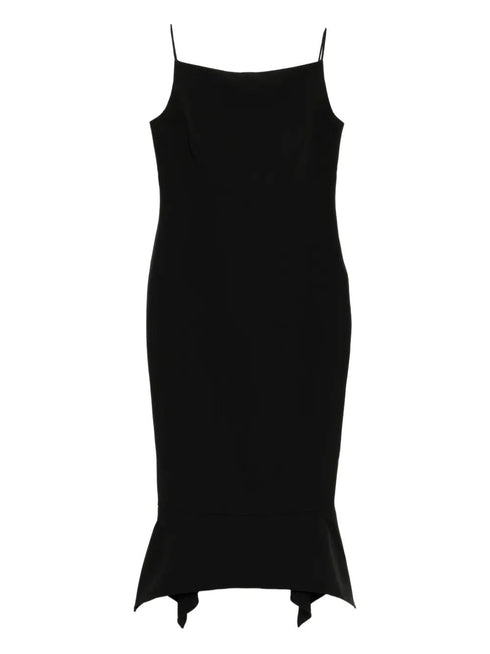 ROLAND MOURET FISHTAIL HEM MIDI DRESS